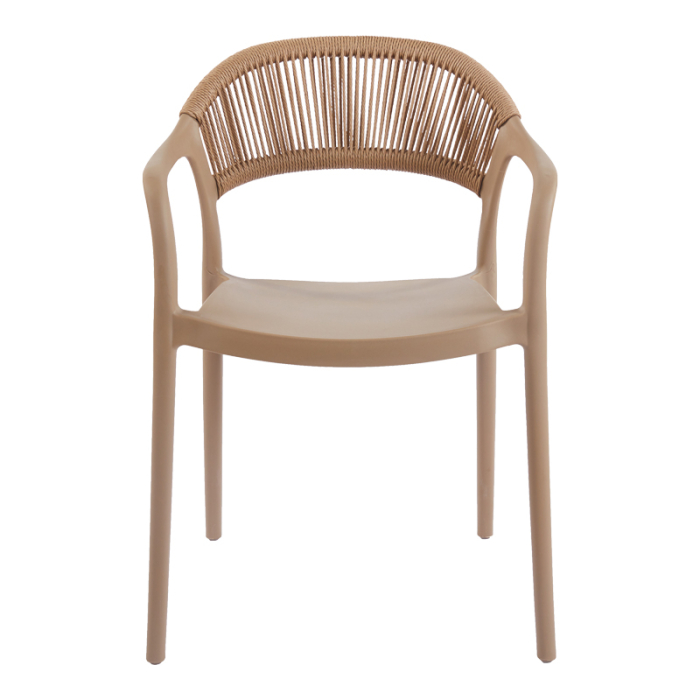 94 Scaun suprapozabil ANKARA din pipipropilena pe culoare mocha și culoare ratan sintetic naturală 54x55.5x77cm [3]