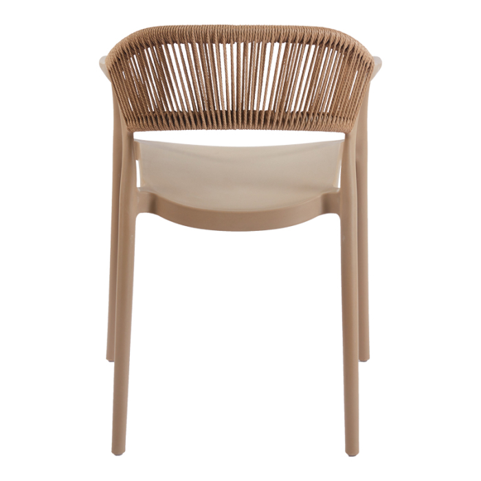 94 Scaun suprapozabil ANKARA din pipipropilena pe culoare mocha și culoare ratan sintetic naturală 54x55.5x77cm [4]