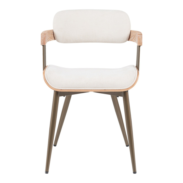 Fotoliu Camen metal bronz-alb-spălat lemn-bej material textil 53x49.5x75.5cm [5]