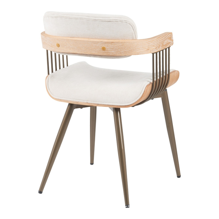 Fotoliu Camen metal bronz-alb-spălat lemn-bej material textil 53x49.5x75.5cm [3]