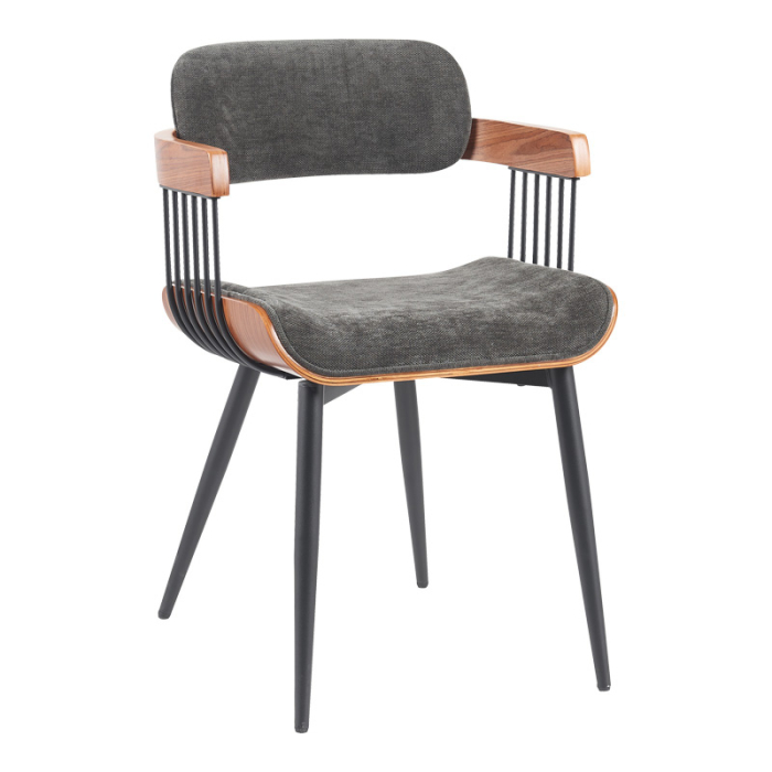 Fotoliu Carmen metal negru-nuc lemn-antracit material textil 53x49.5x75.5cm [6]