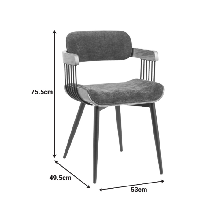 Fotoliu Carmen metal negru-nuc lemn-antracit material textil 53x49.5x75.5cm [5]