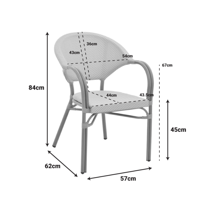 Fotoliu ELYZA  din aluminiu natural-textilenă bej 57x62x84cm [4]
