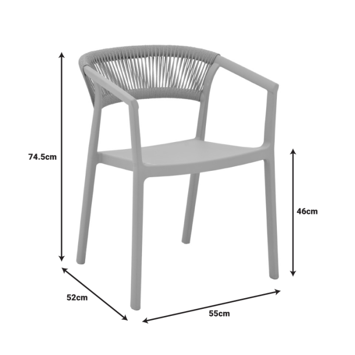 Fotoliu SILIA suprapozabil, nuanță cappuccino din polipropilena, cu ratan PE bej 55x52x74.5cm [5]