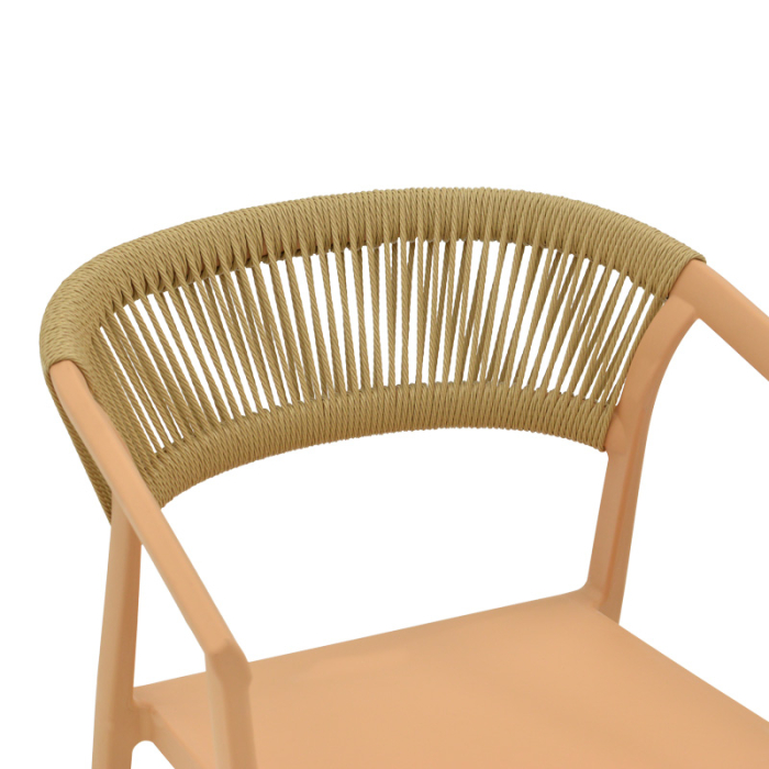 Fotoliu SILIA suprapozabil, nuanță cappuccino din polipropilena, cu ratan PE bej 55x52x74.5cm [3]