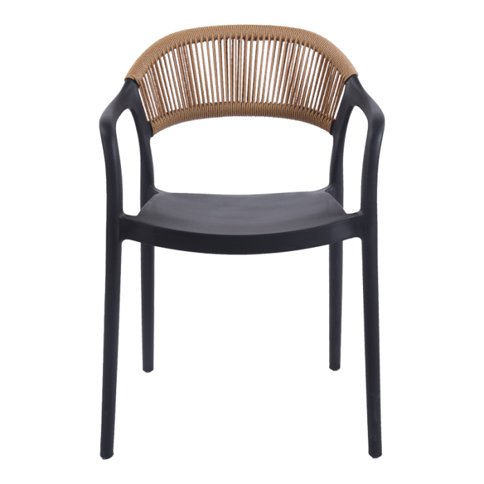 Fotoliu suprsapozabil ANKARA din polipropilena neagra cu ratan sintetic culoare natural 54x55.5x77cm [3]