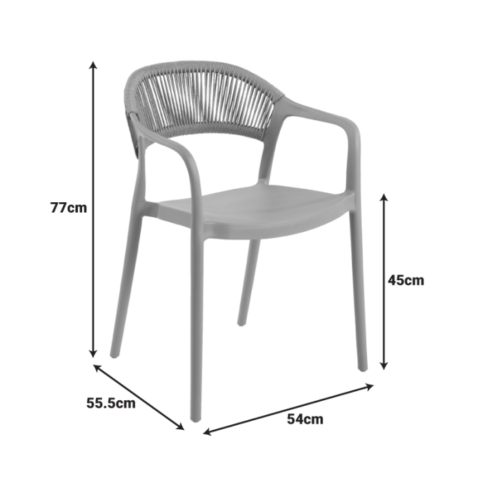 Fotoliu suprsapozabil ANKARA din polipropilena neagra cu ratan sintetic culoare natural 54x55.5x77cm [7]