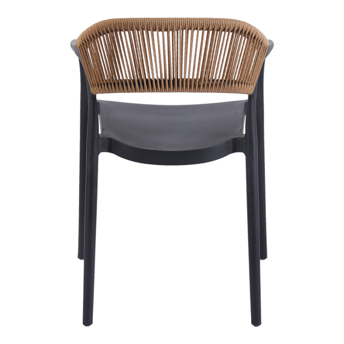 Fotoliu suprsapozabil ANKARA din polipropilena neagra cu ratan sintetic culoare natural 54x55.5x77cm [4]