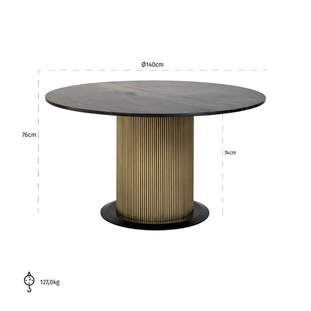 Masa dining neagra/maro alama din marmura 140 cm Ironville Richmond Interiors [2]