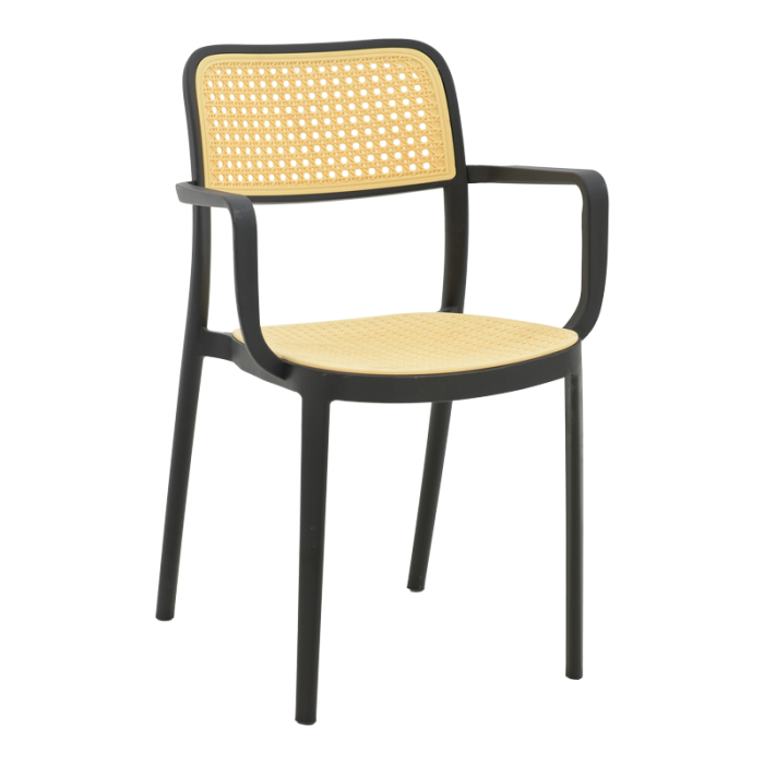 Scaun cu brate, WESTLEY din polipropilena , negru si natur  58x47x81cm [8]