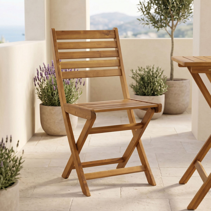 Scaun pliant Fatel Pakoworld, lemn de acaccia natural, 40x53x82cm [6]
