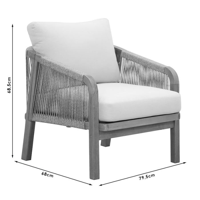 Set de grădină Malibu, lemn masiv de salcâm, material textil bej [3]