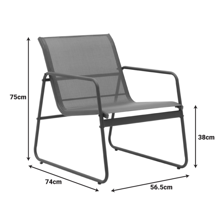 Set de living pentru exterior Veranda  textilene-metal în culoarea antracit [4]
