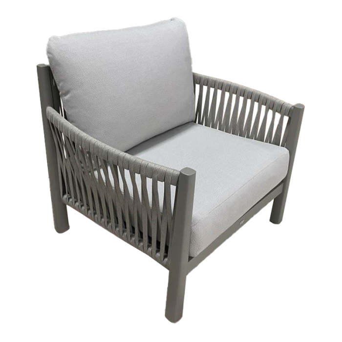 Set de terasa FERALDA, bej, din frânghie de aluminiu și material textil gri deschis [2]