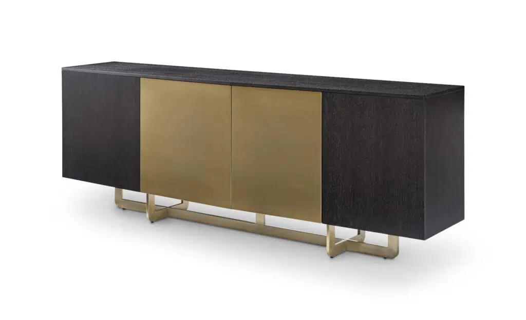 Living - Bufet living negru/auriu din lemn 220 cm Dax  Richmond Interiors