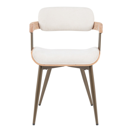 Fotoliu Camen metal bronz-alb-spălat lemn-bej material textil 53x49.5x75.5cm [4]