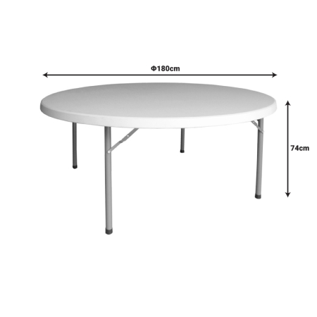 Masă rotundă pliabilă Comfort pentru catering, albă, Φ180x74cm [1]