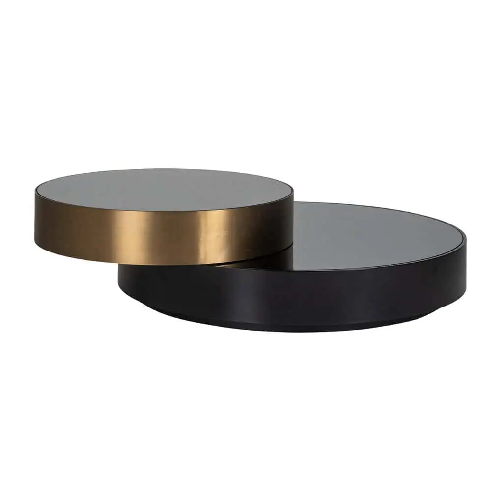Birouri directorale - Masuta de cafea din Sticla Negru si Metal Negru/Auriu D112xH55cm Slice    ALEXANDER JONES