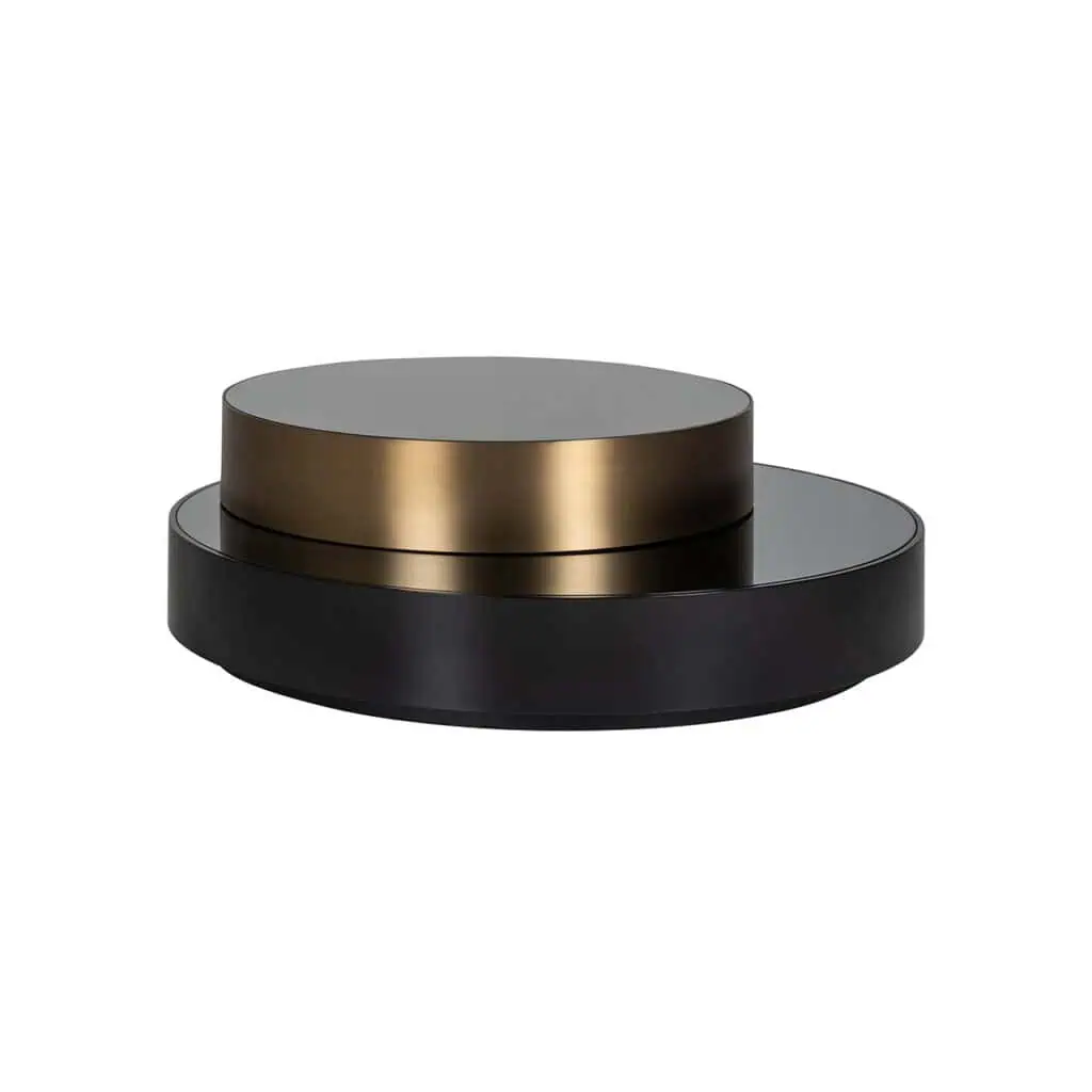Masuta de cafea din Sticla Negru si Metal Negru/Auriu D112xH55cm Slice    ALEXANDER JONES [1]