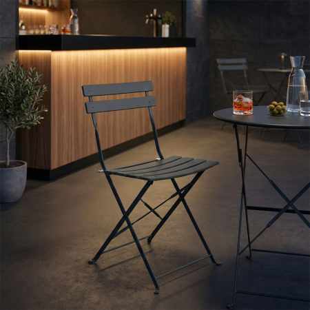 Scaune metal - Scaun BISTRO, metalic pliabil, culoare antracit, 42x46x82cm