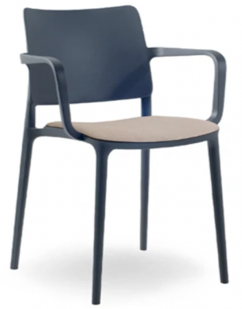 Asteptare - Scaun din polipropilena cu sezut tapitat  pentru tesasa sau interior  JOY  ARM  SOFT