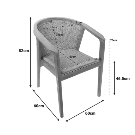 Terasa/Exterior - Scaun pentru terasa din lemn de teak si fibra sintetica- Granny