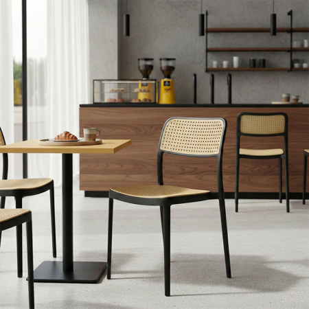 Scaune - Scaun WESTLEY din  polipropilena,  natural-negru 55x47x81cm