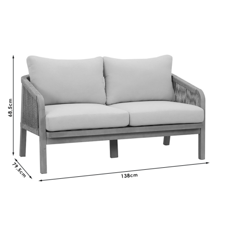 Set de grădină Malibu, lemn masiv de salcâm, material textil bej [3]