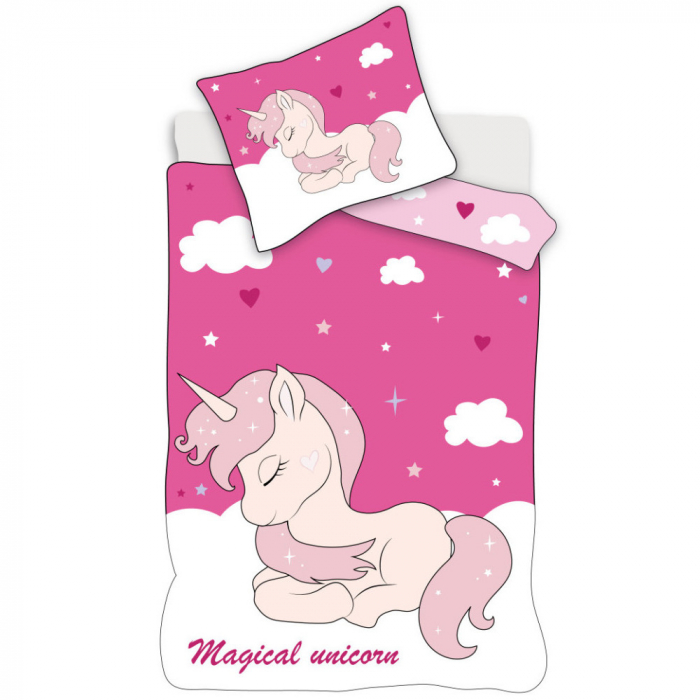 Lenjerie de pat Unicorn Magic, 2 Piese, 100×135 cm, 40×60 cm, 100% Bumbac [1]