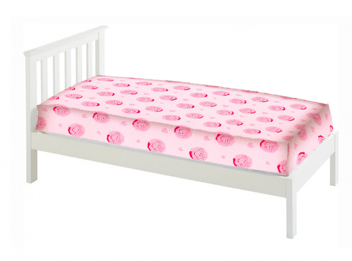 Cearceaf pat pentru copii din bumbac 100%, 90x200cm, tematica Peppa Pig, Roz - Peppa Pig [2]