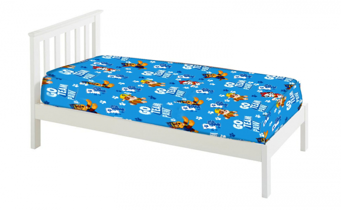 Cearceaf Paw patrol cu margini elastice, multicolor, 100% bumbac, 90x200 cm+25cm [2]