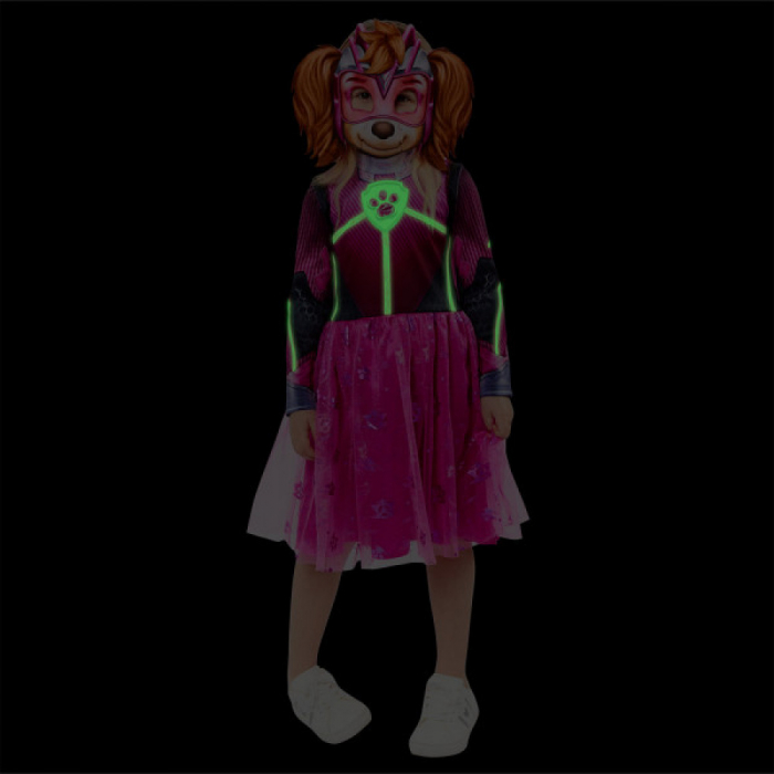 Costum 2 piese, Paw Patrol Skye Glow (Florescent), cu masca, Multicolor, 100% Poliester [4]