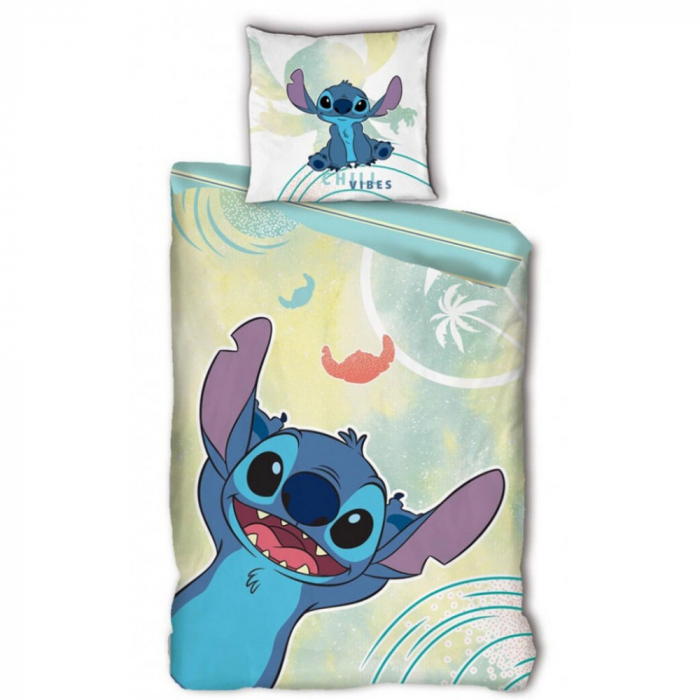 Lenjerie de pat Disney Lilo and Stitch, 2 Piese, 140×200 cm, 70×90 cm, 100% Bumbac [1]