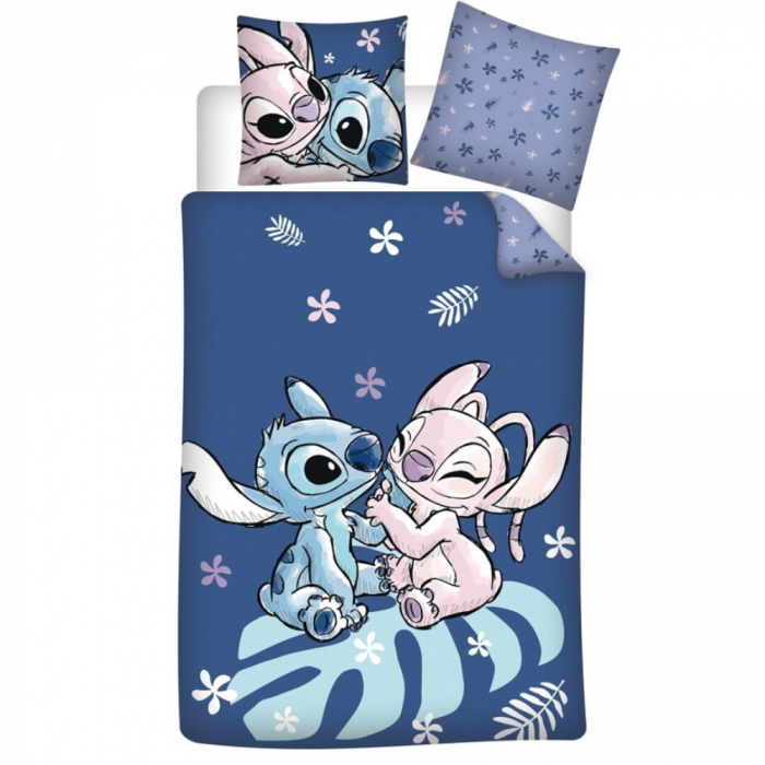 Lenjerie de pat Disney Lilo and Stitch, 2 Piese, 140×200 cm, 70×90 cm,  52% Poliester + 48% Bumbac [1]