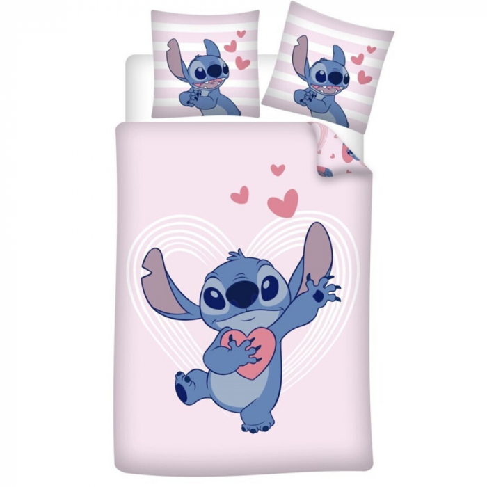 Lenjerie de pat Disney Lilo and Stitch, 2 Piese, 140×200 cm, 70×90 cm, 100% Bumbac [1]
