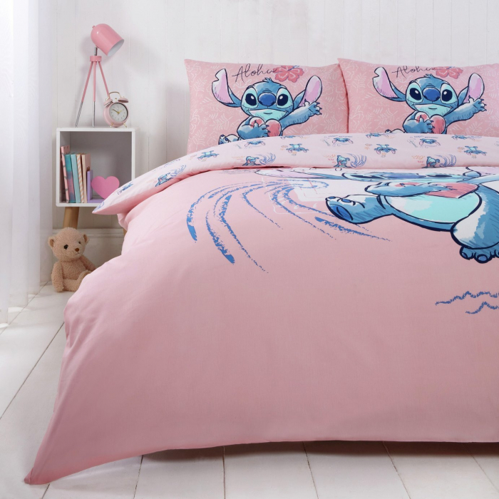 Lenjerie de pat dubla, Disney Lilo and Stitch Aloha, 3 Piese, 2 Fete, 240×220cm, 65x65 cm, 100% Bumbac [2]