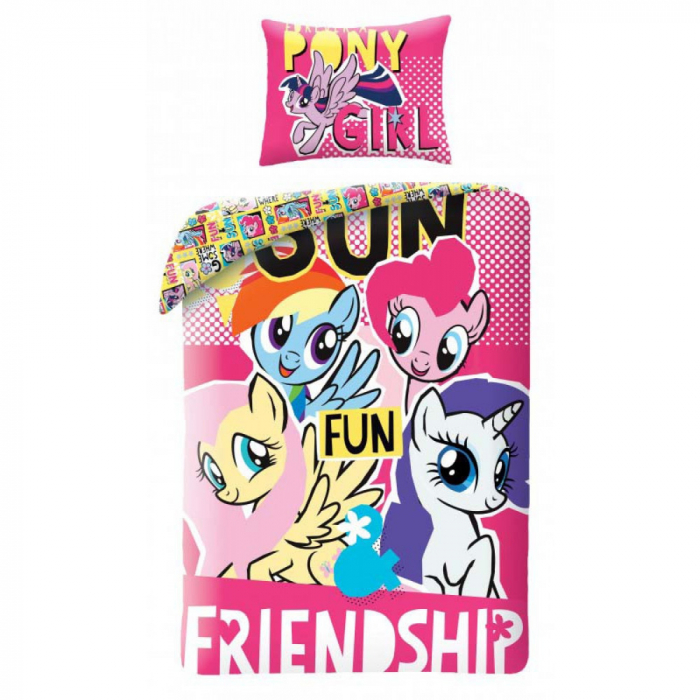 Lenjerie de pat My Little Pony , 2 Piese, 2 Fete, 140×200cm, 70x90cm, 100% Bumbac, Multicolor [1]