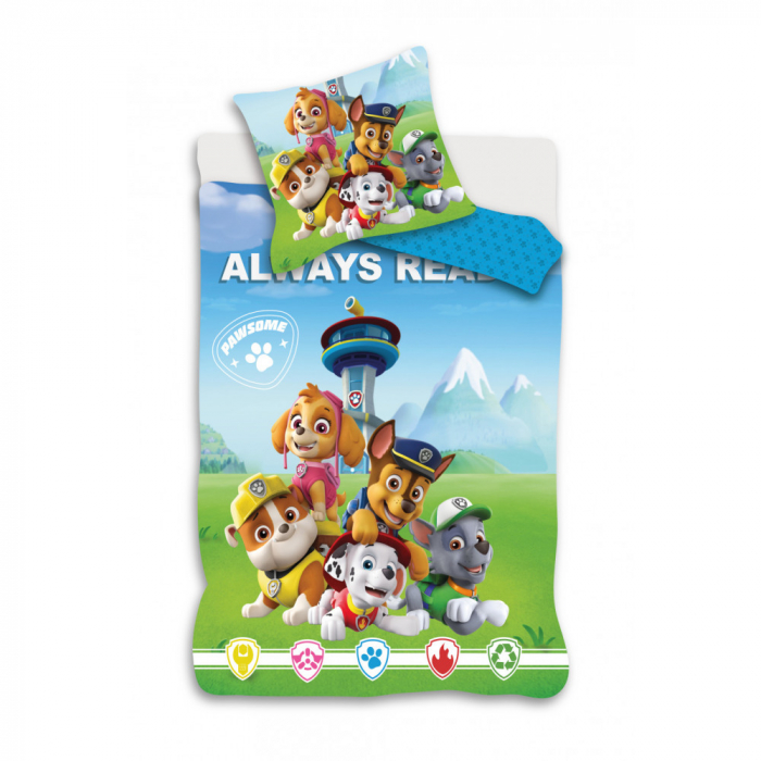 Lenjerie de pat Paw Patrol Always, 2 Piese,  100×135 cm, 40×60 cm, 100% Bumbac [1]