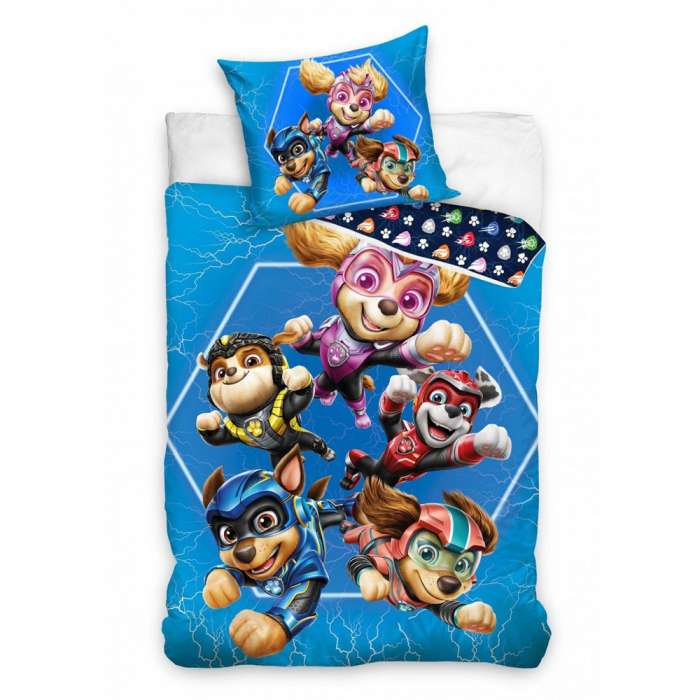Lenjerie de pat Paw Patrol Wonderland Craciun, 2 Piese 140×200 cm, 70x90, 100% Bumbac [1]