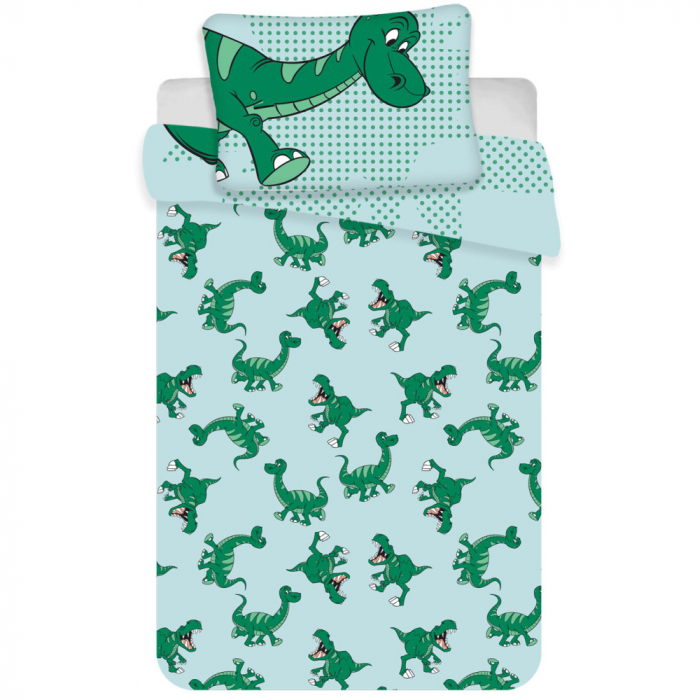 Lenjerie de pat Disney Mickey Dino, 2 Piese, 100×135 cm, 40×60 cm, 100% Bumbac [2]