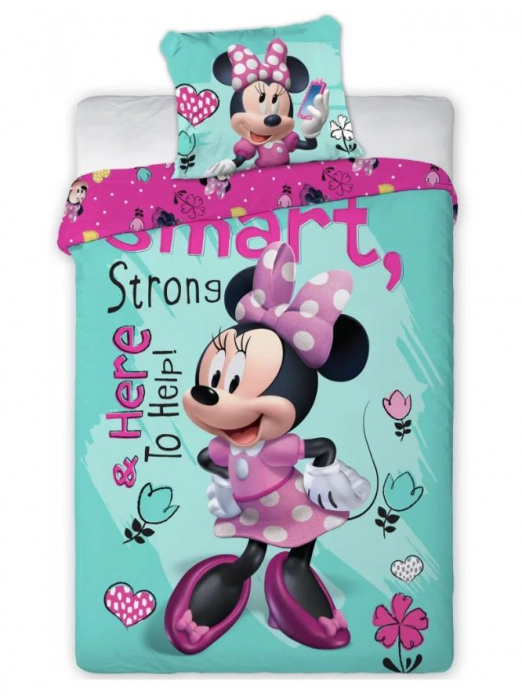 Lenjerie de pat Disney Minnie, 2 Piese, 160×200 cm, 70×80 cm,100% Bumbac [1]