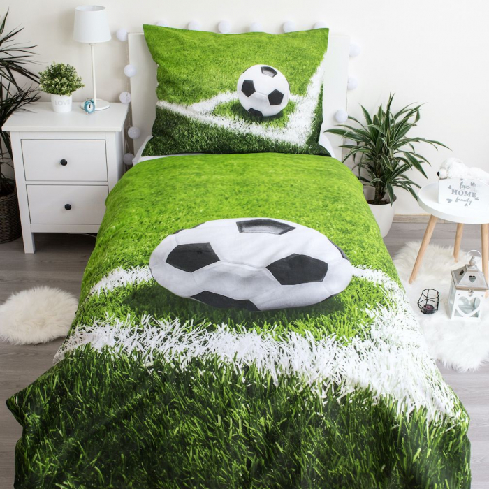 Lenjerie de pat  Fotbal Corner, 2 Piese, 2 Fete, 140×200 cm, 70×90 cm, 100% Bumbac [2]