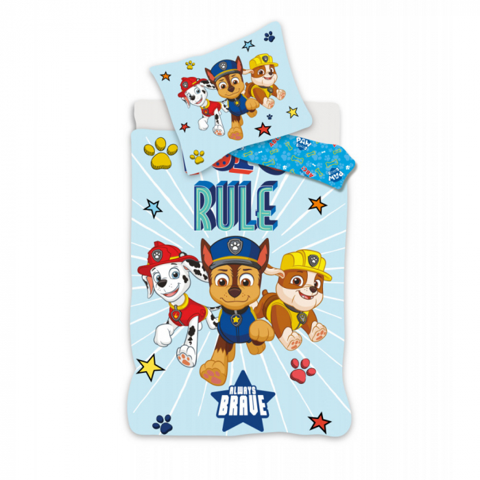 Lenjerie de pat Paw Patrol Brave, 2 Piese, 100×135 cm, 40×60 cm, 100% Bumbac [1]