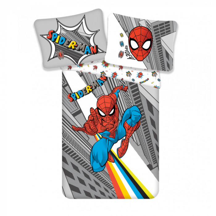 Lenjerie de pat Spiderman, 2 Piese, 140×200 cm, 70×90 cm, 100% Bumbac [1]