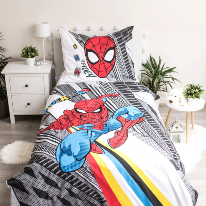 Lenjerie de pat Spiderman, 2 Piese, 140×200 cm, 70×90 cm, 100% Bumbac [2]