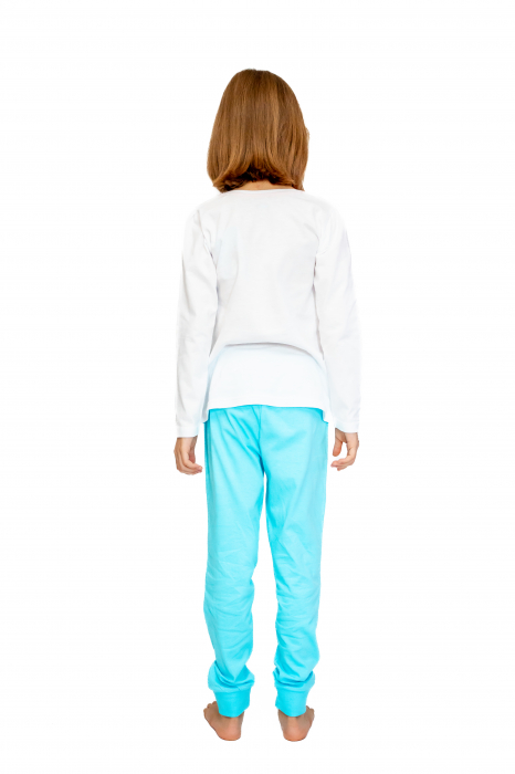 Pijama copii, cu maneca si pantalon lung, Disney Minnie, 100% Bumbac, Albastra [2]