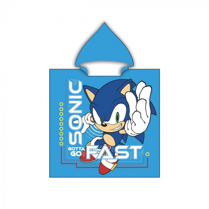 Poncho Sonic the Hedgehog 55x110 cm, 100% Poliester, Uscare rapida [1]