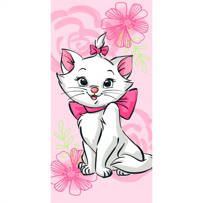 Prosop de plajă Disney Marie Cat, Roz, 70x140 cm, 100% Bumbac [1]