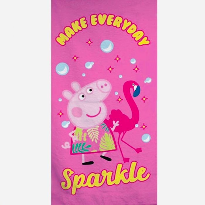 Prosop de plajă Peppa Pig, Roz, 70x140 cm, 100% Poliester, Uscare rapida [1]