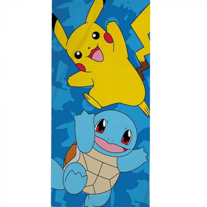 Prosop de plajă Pokémon Pikachu , Albastru/Galben, 70x140 cm, 100% Bumbac [1]